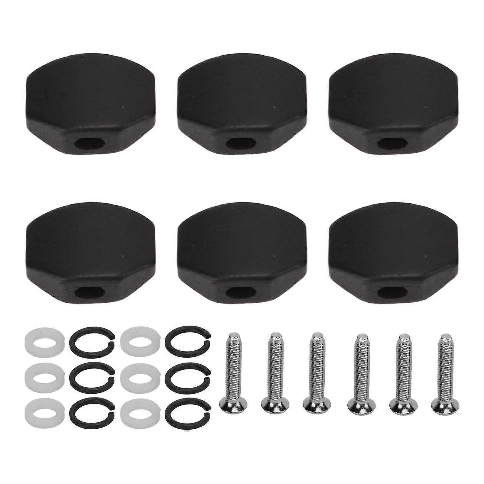 6Set Guitar Tuning Peg Buttons Ebony Metal Tuner Machine Head Button for Electric GuitarsSmall Squares