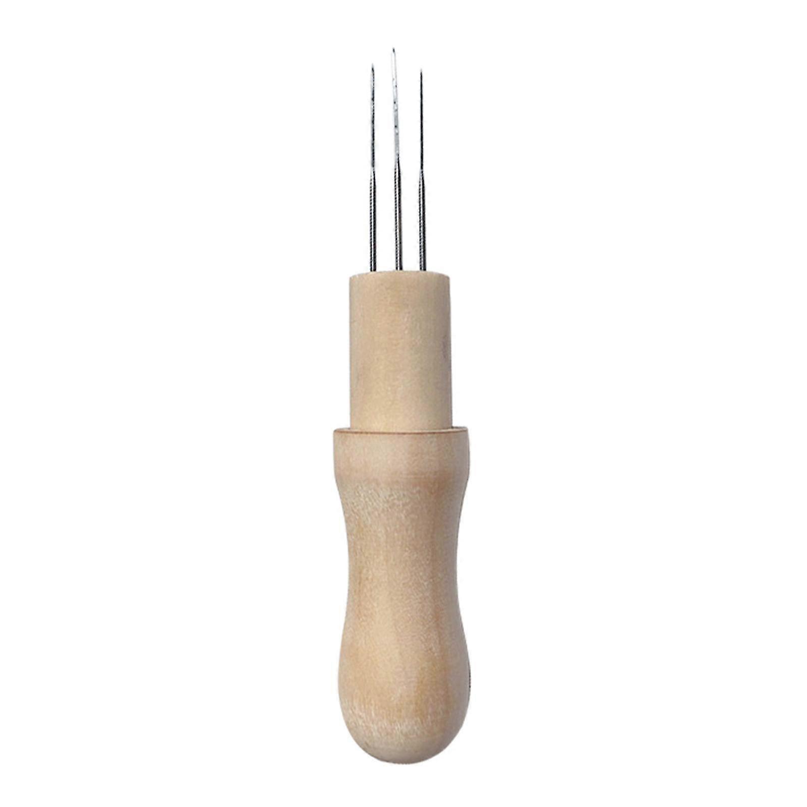 Wool Felting Needles 3 Needle With Solid Wooden Handle Awl Craft Tools