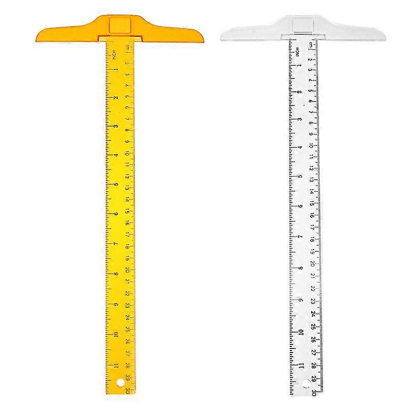 2 Pcs T Shape Rulers Double Scale Ruler Plastic Measuring Ruler Measuring Tool