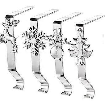 4 Pieces Silver Christmas Stocking Holders - Mantel Hooks, No Screws Needed, Holds Up To 10 Lbs Each - View #7