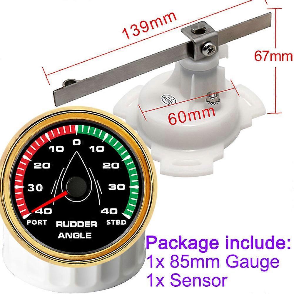 8 Color Backlight 85mm Rudder Angle Indicator 0-190ohm 40 L~40 R PORT STBD Rudder Angle Sensor Boat Marine 9~32V