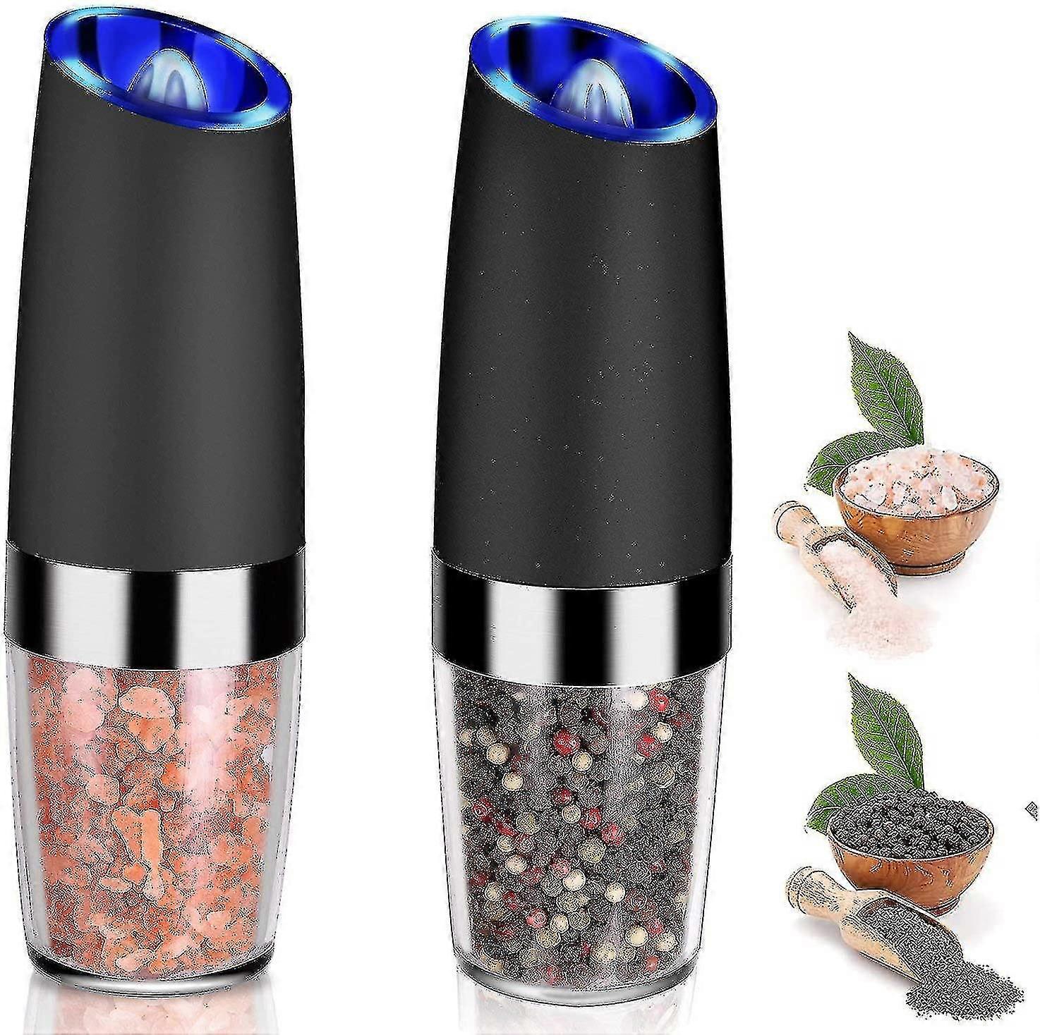 2 Pcs Gravity Electric Salt And Pepper Grinder Set, Battery Salt Pepper Mill