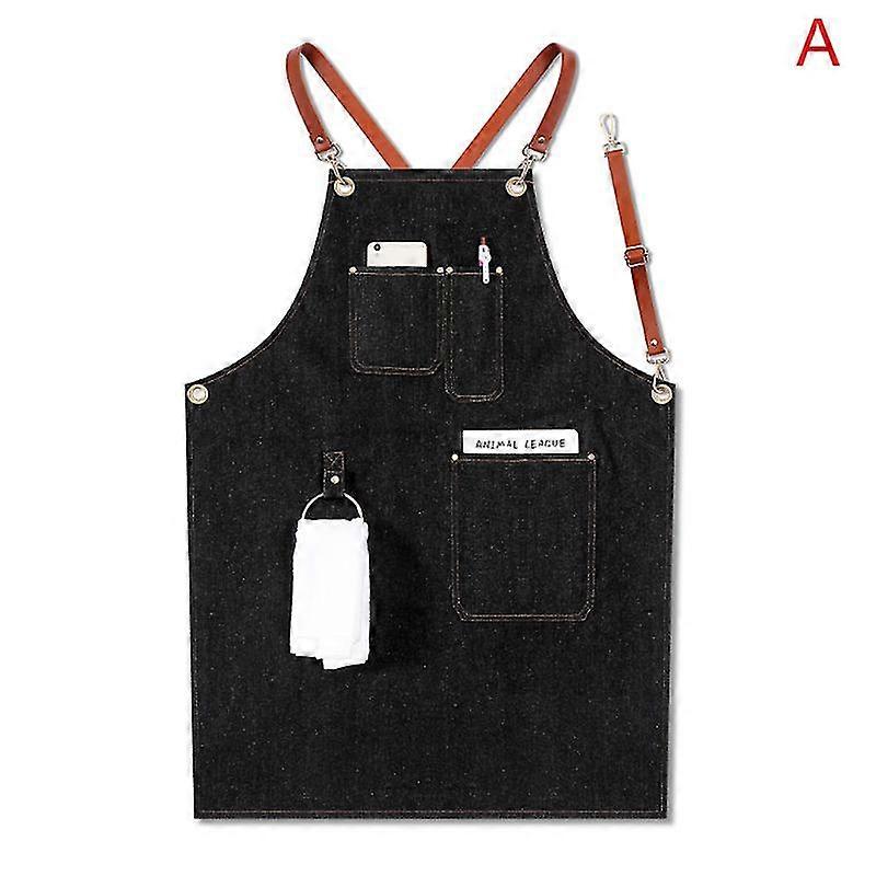 Denim Apron Strap Bib Apron Barista Bartender Bbq Chef Uniform Workwear