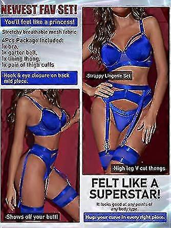 Four Piece Bra With Garter Belt a Thong and Stockings Set in Red main image 1