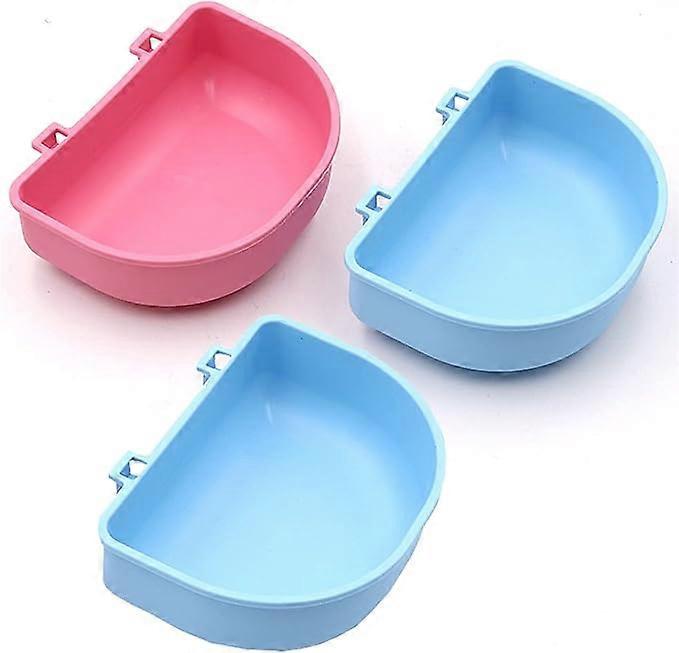3 Pcs Rabbit Feeder with Hook Food and Water Bowl on Cage for Rabbit/Guinea Pig/Chinchilla/Bunny,Plastic
