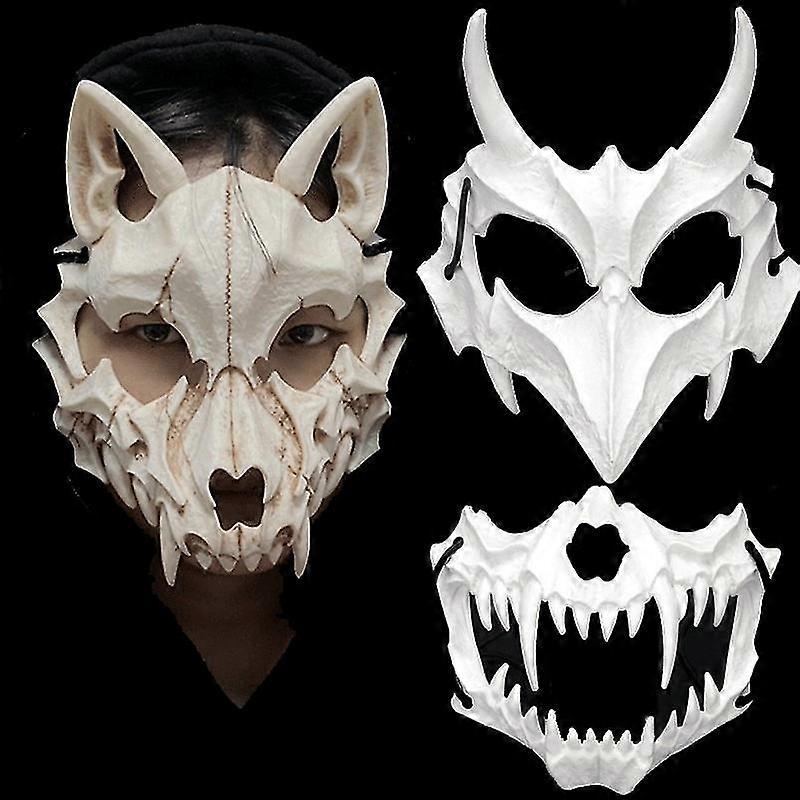 Skull Party Mask Demon Werewolf Tigers Skull Half Face Cover Mask Halloween Dance Prom Cosplay Máscara Máscara Máscara