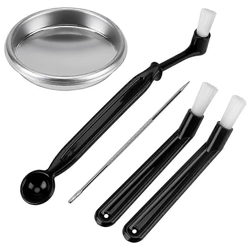 5Pcs Coffee Machine Brush with Spoon Coffee Grinder Brush Coffee Machine Group Head Cleaning Metal