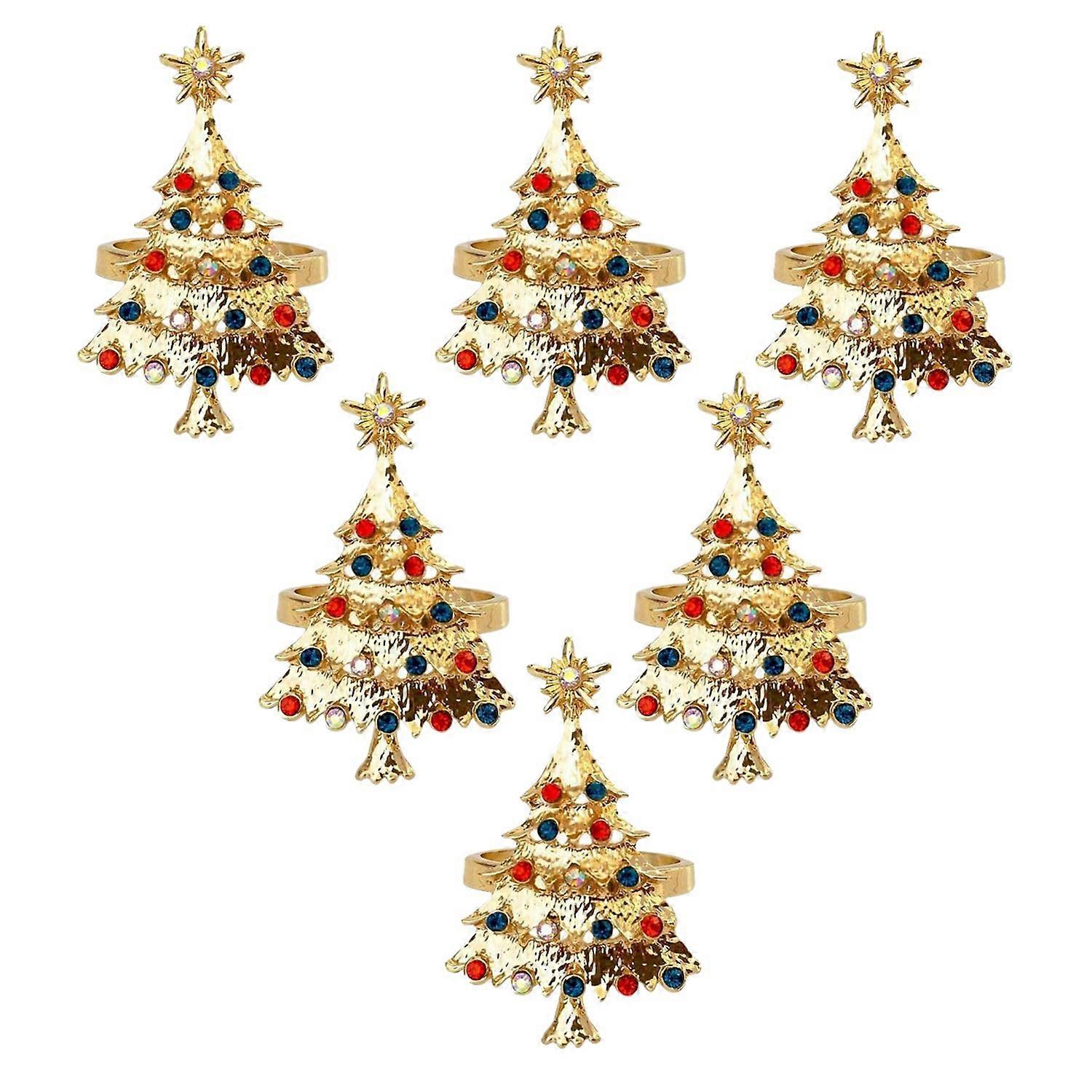 6 قطع عيد الميلاد منديل زر منديل الدائري منديل خاتم القماش خاتم الماس عيد الميلاد منديل خواتم