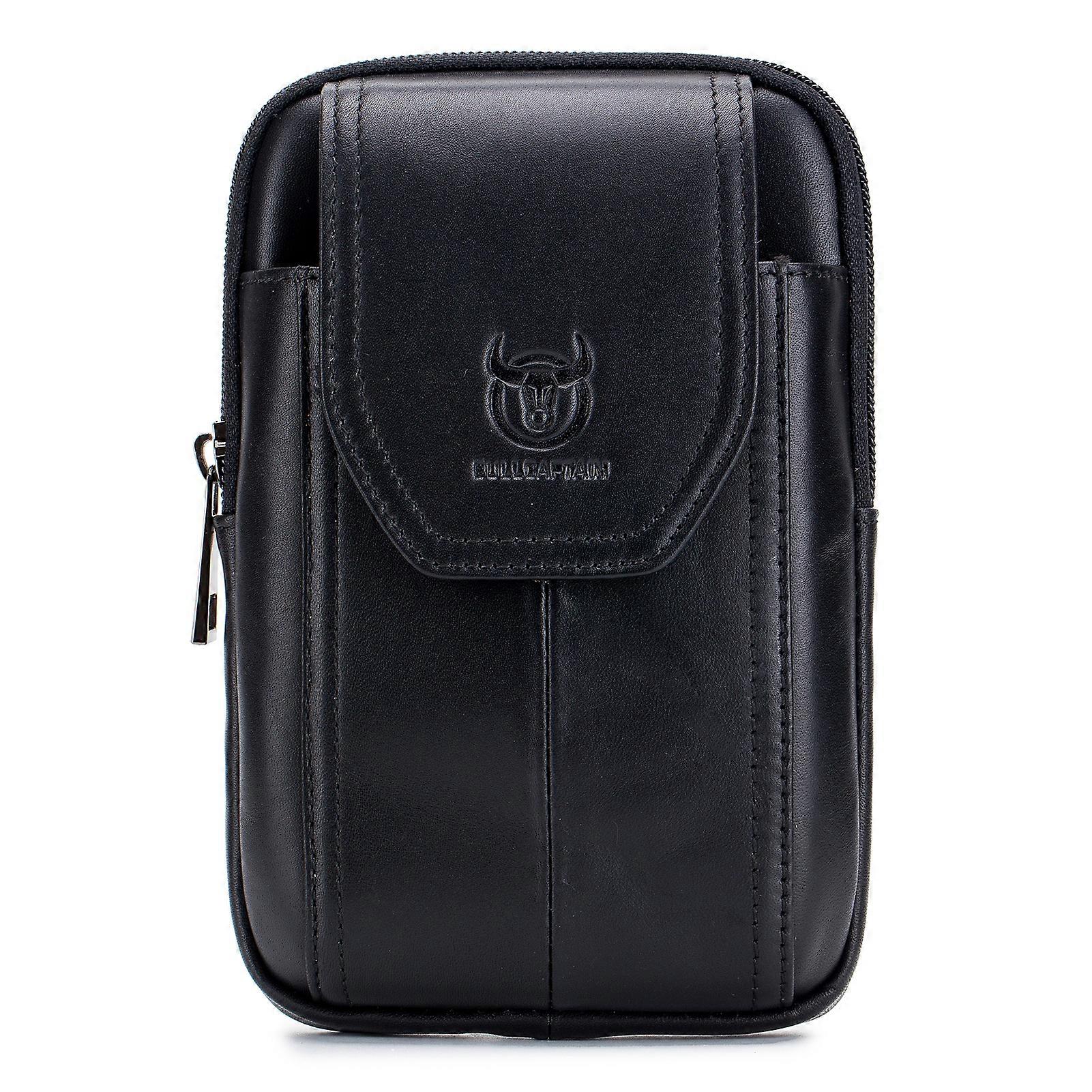 Bull Captain Herren Leder Gürteltasche Gürteltasche Gürteltasche Handytasche mit Gürtelschlaufe Schwarz 08