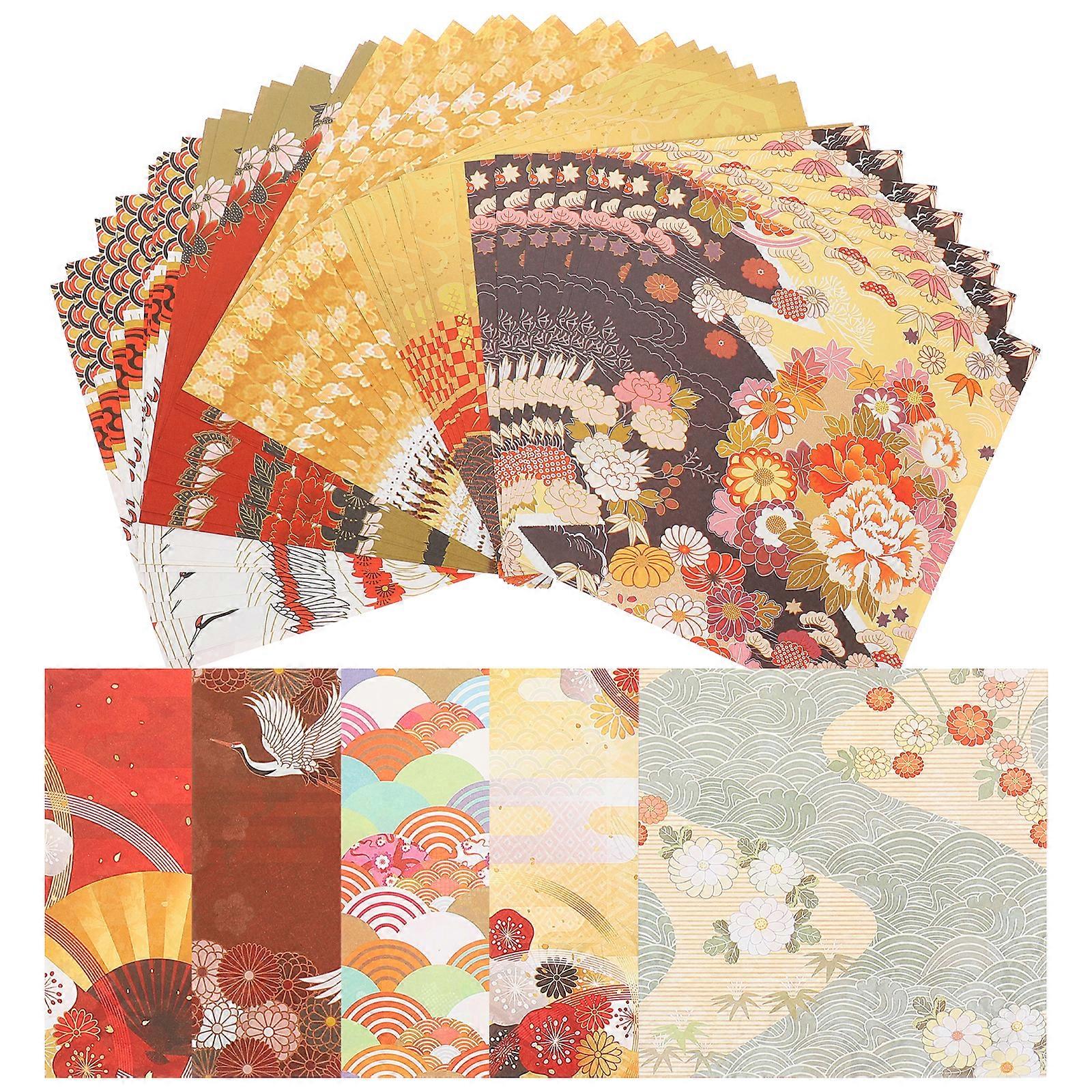 50Pcs Square Origami Papers Handicraft Papers Double-sided Flower Papers DIY Craft Folding Papers