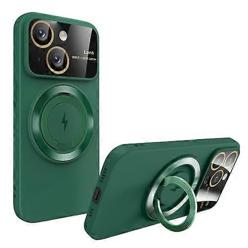 For iPhone 15 Large Window MagSafe Magnetic Holder Mobile Phone Case