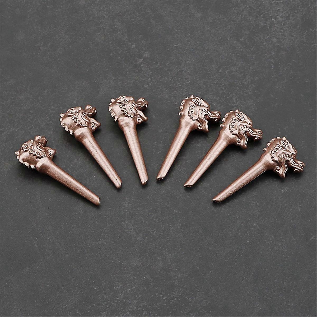 6Pcs Dragon Metal Acoustic Guitar Bridge Pins Strings Fixed Cone