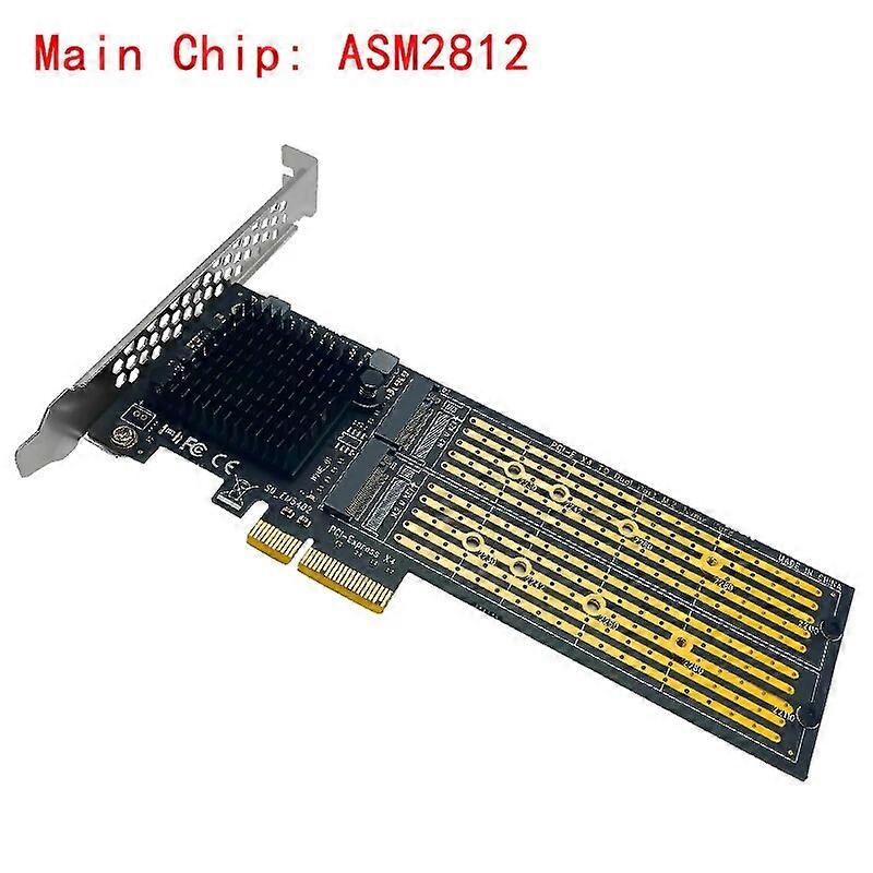 Split-free 2Port M2 NVME PCIE Adapter for NVMe SSD M Key B&M Key to PCI Express X4 Expansion Card Riser with Low Profile Bracket