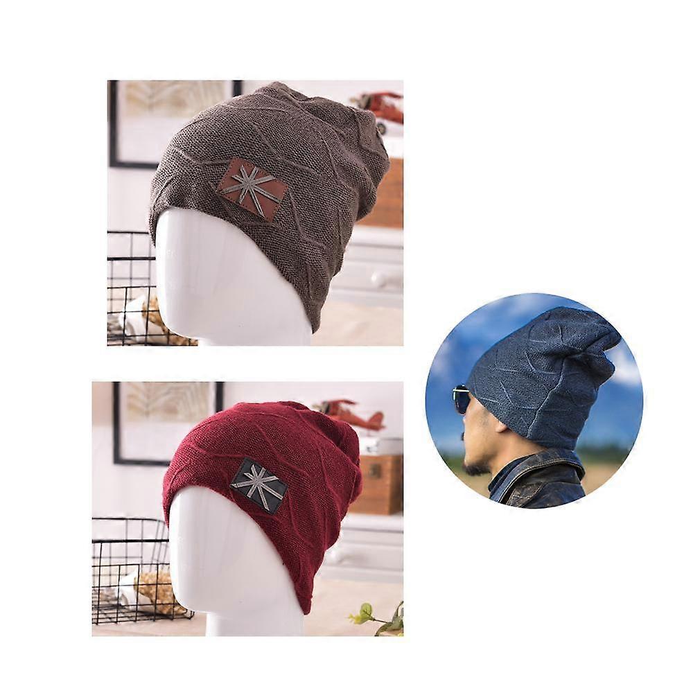 2pcs Men's padded head cap Korean version of the winter woolen cap C,2024 Ping