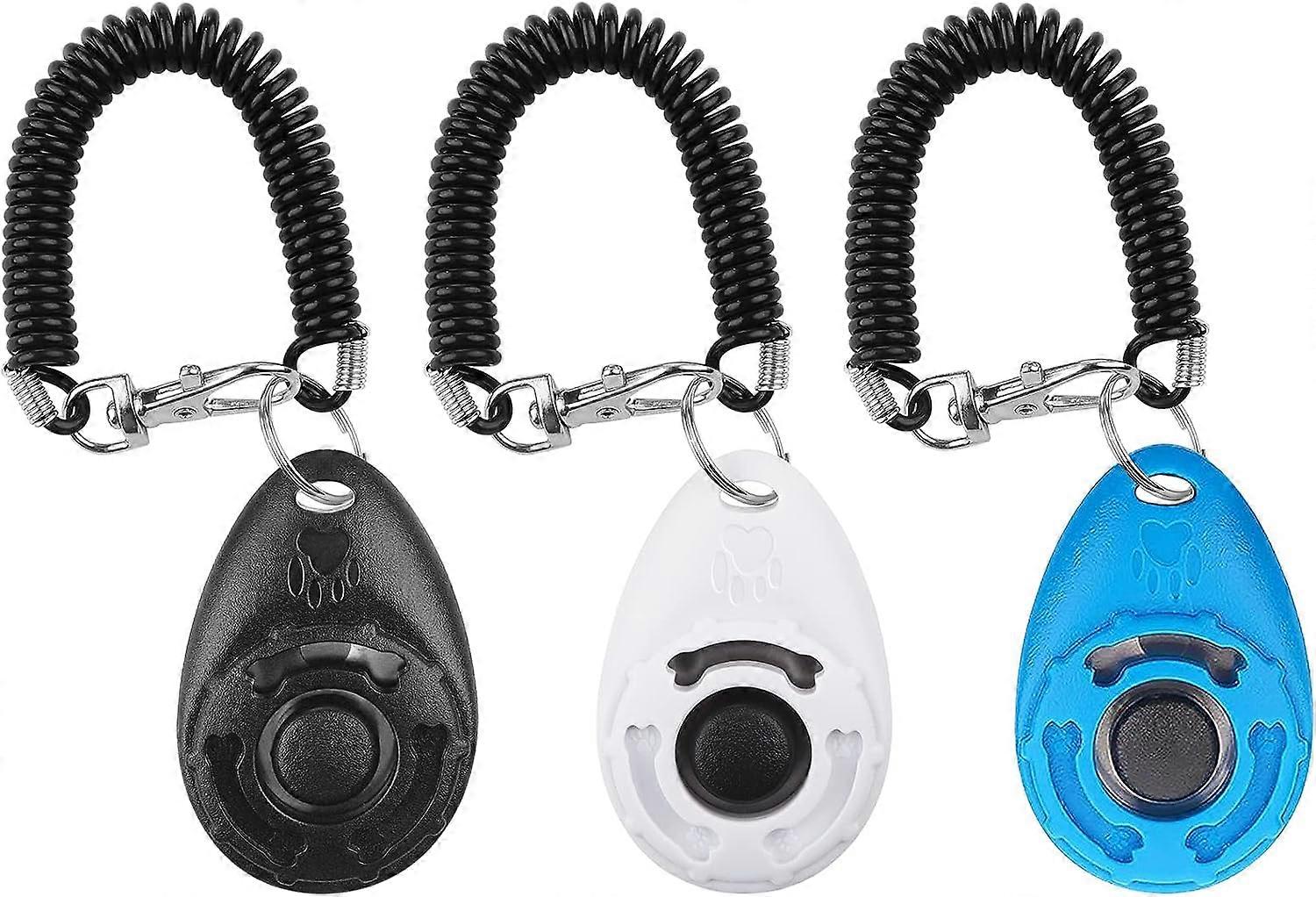 Dog Clickers, Dog Clickers with Elastic Strap & Large Button, Training Clicker, Professional Dog Training Clicker for Cat, Dog, Horse [3 Pack, Black+B