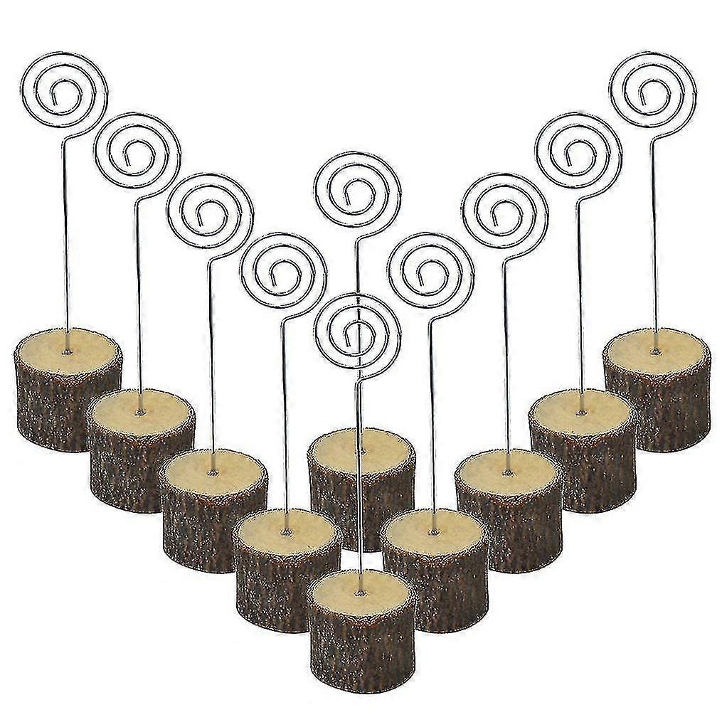 10 stk rustikk bord tre stativer kortholdere papir notat klipp for julebord bryllup hjem bar dekorasjon