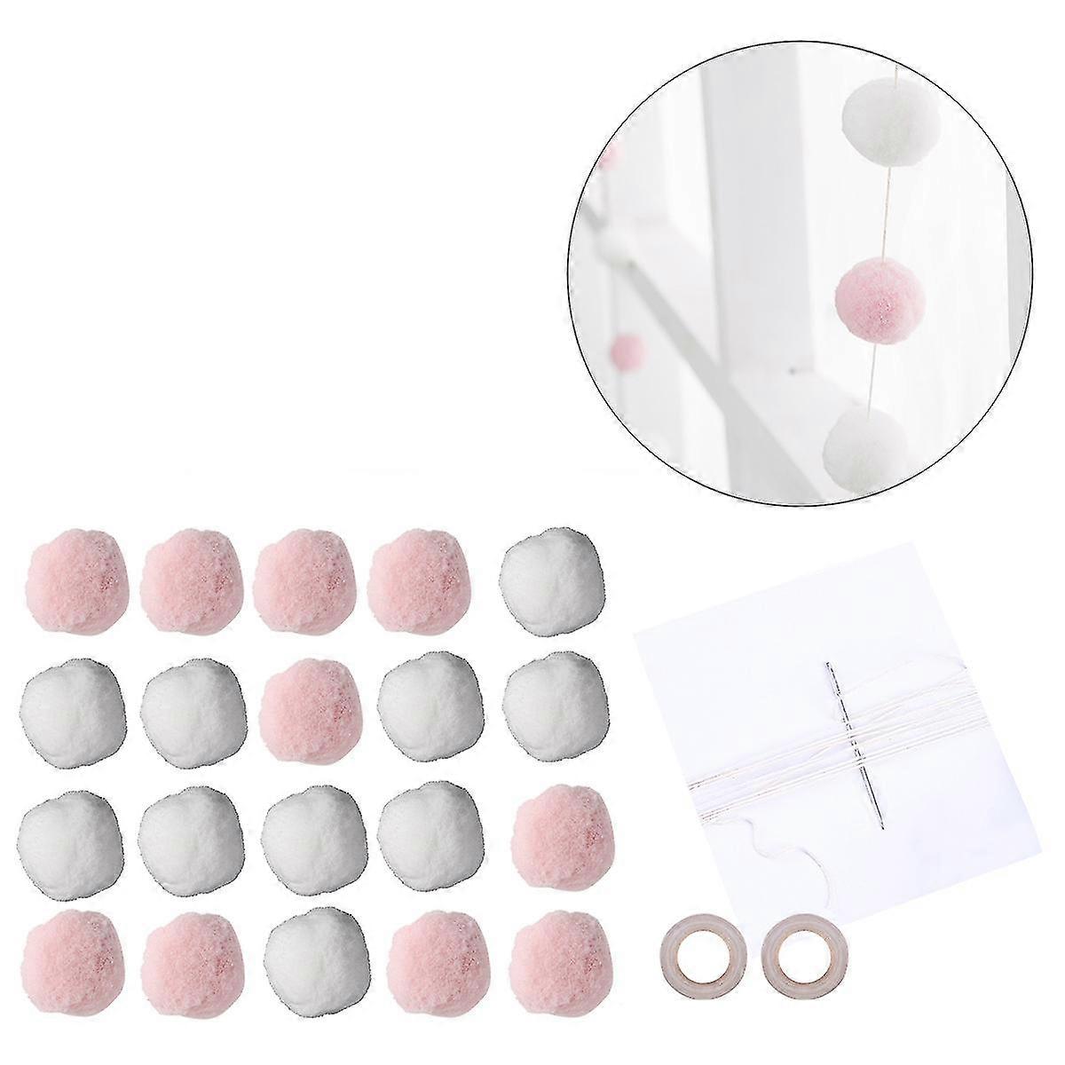 2M Assorted Pom Poms Balls for DIY Creative Crafts Hanging Decorations (Pink White) Z