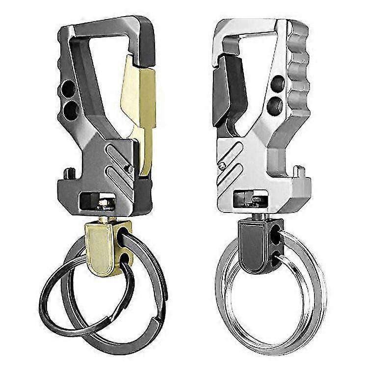 Keychain Beer Bottle Opener Zinc Alloy Rotating Car Key Carabiner Hook - Silver, Grey