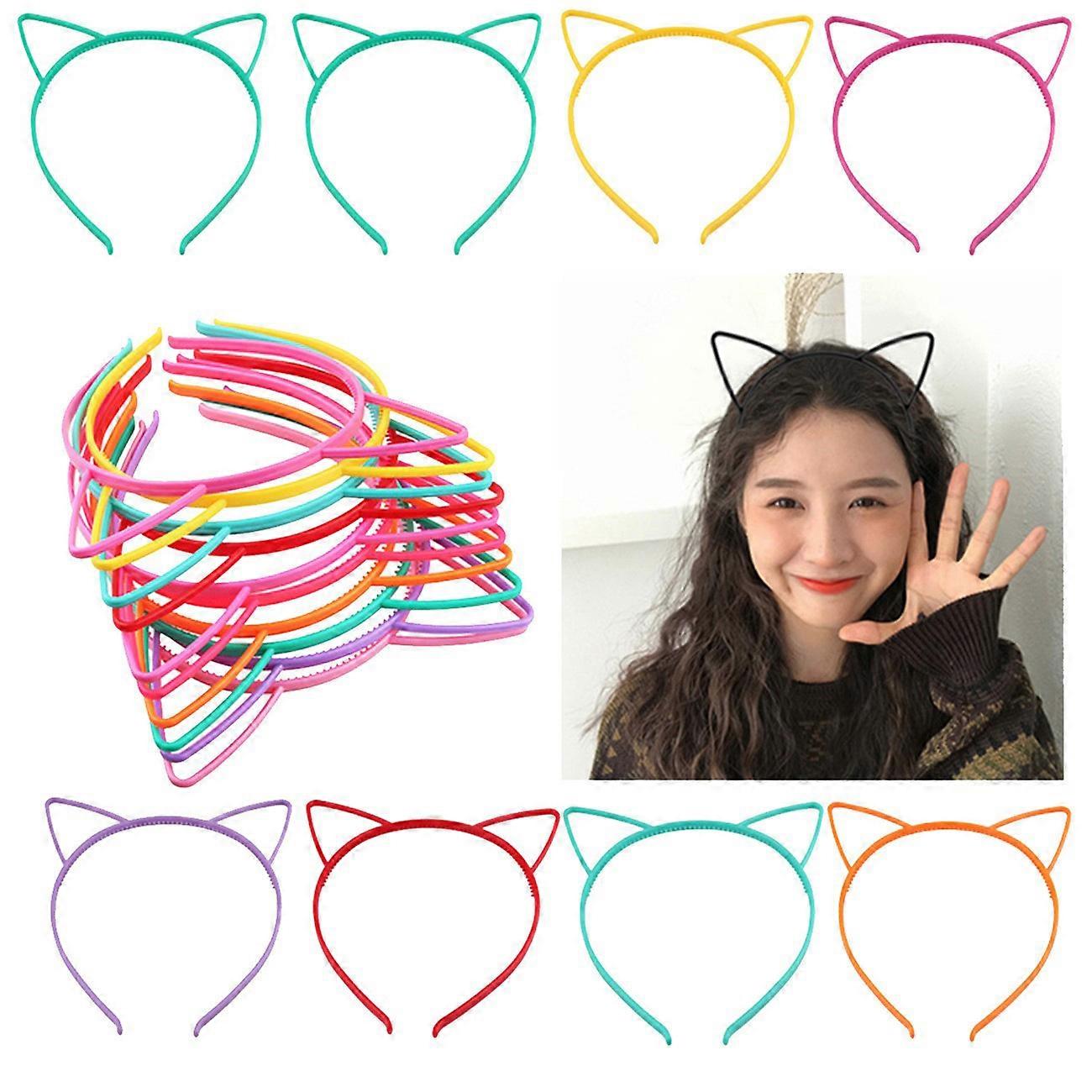10pcs Cat Ears Headband, Cat Headbands For Women muticolor,Cute Headband For Kids/girls