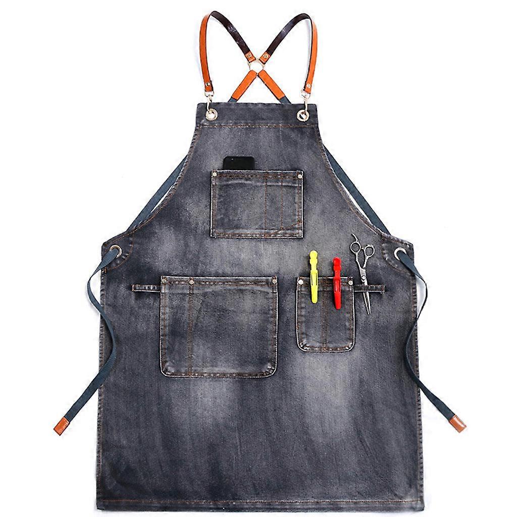 Chef Apron Adjustable Barista Apron with Pockets Kitchen Cooking Baking Aprons