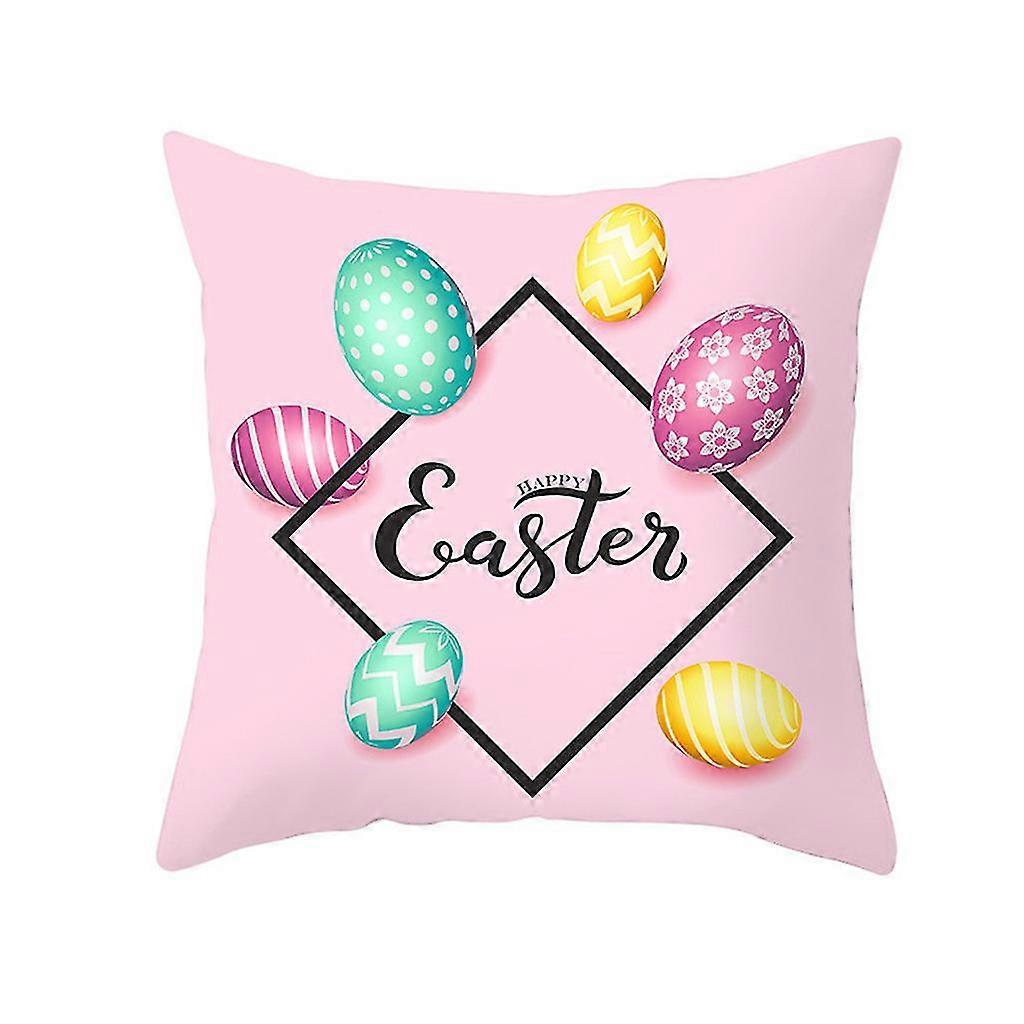Happy Easter Pillow Case Polyester Printed Sofa Throw Cushion Home Decor