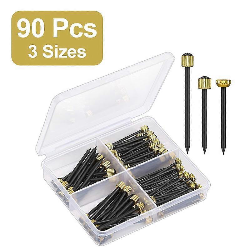 90pcs Picture Hanging Nails, Hanging Picture Nails Gold Nails Hardware Photo Frame Hanger with Plastic Storage Box Black Steel Nails(3 Sizes)