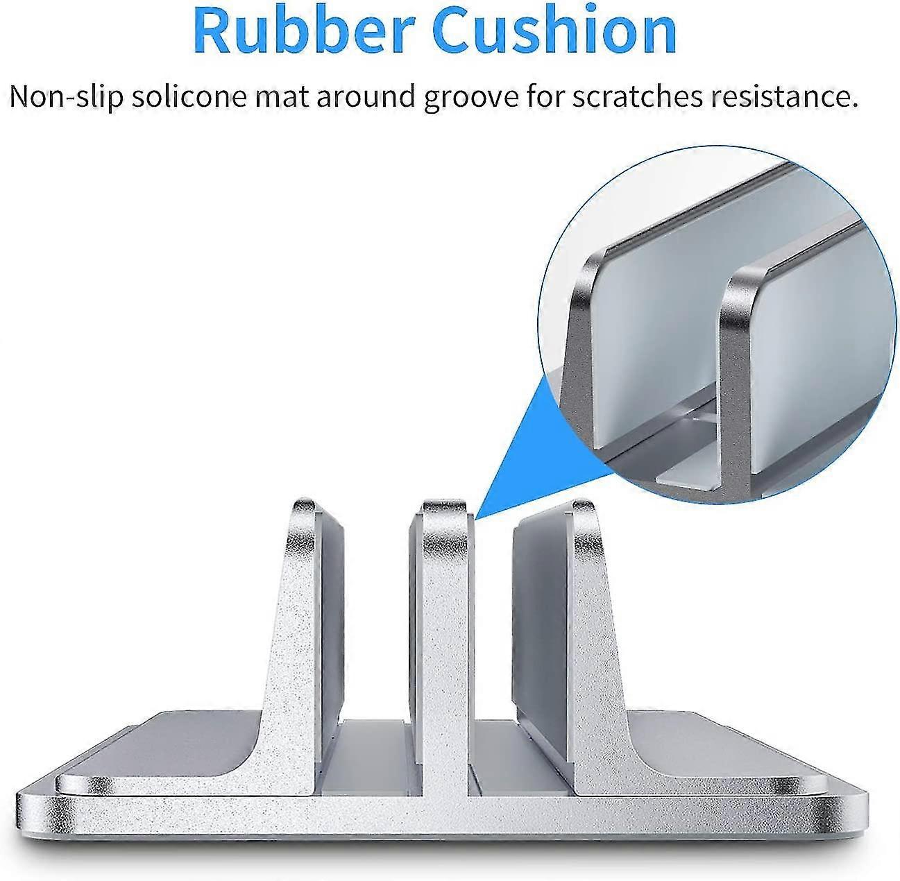 Double Vertical Laptop Stand, Aluminum Adjustable Notebook Stand Space Saving Bracket Compatible With Macbook Pro/air, Ipad, Samsung, Huawei, Surface