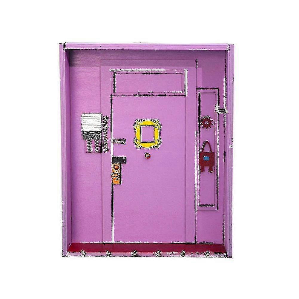 Wooden Purple Door Key Holder Hooks Wall Hanger Shelf Box 6 Hooks--