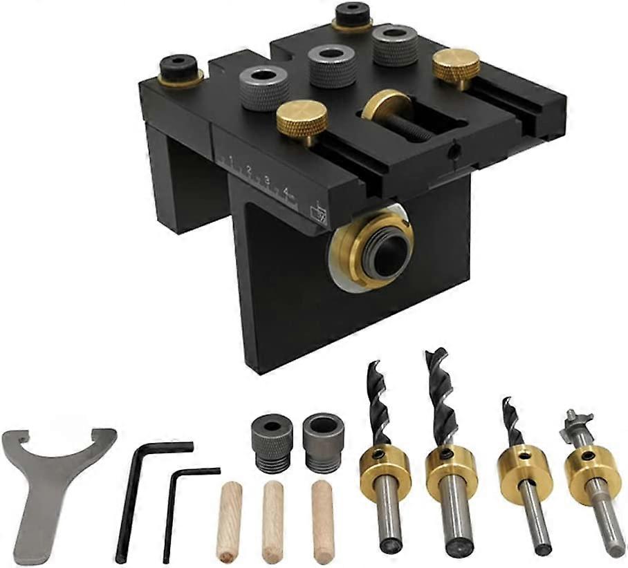 Drilling Jig 3 in 1 Wood Dowel Jig Kit With Positioning Clip Adjustable Drilling Guide Hole Punch Locator Woodworking Tools