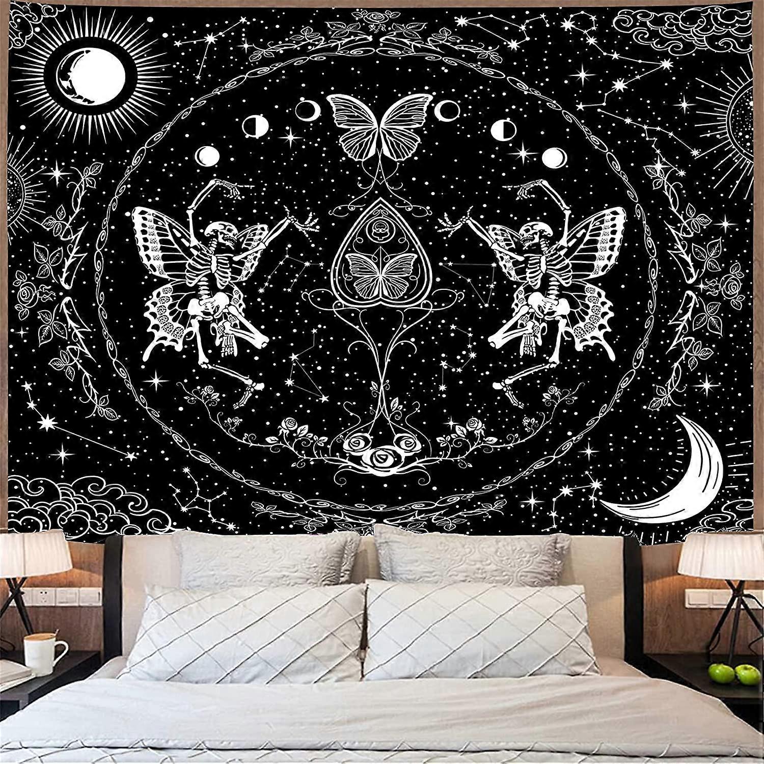 Black and White Tapestry Skeleton
