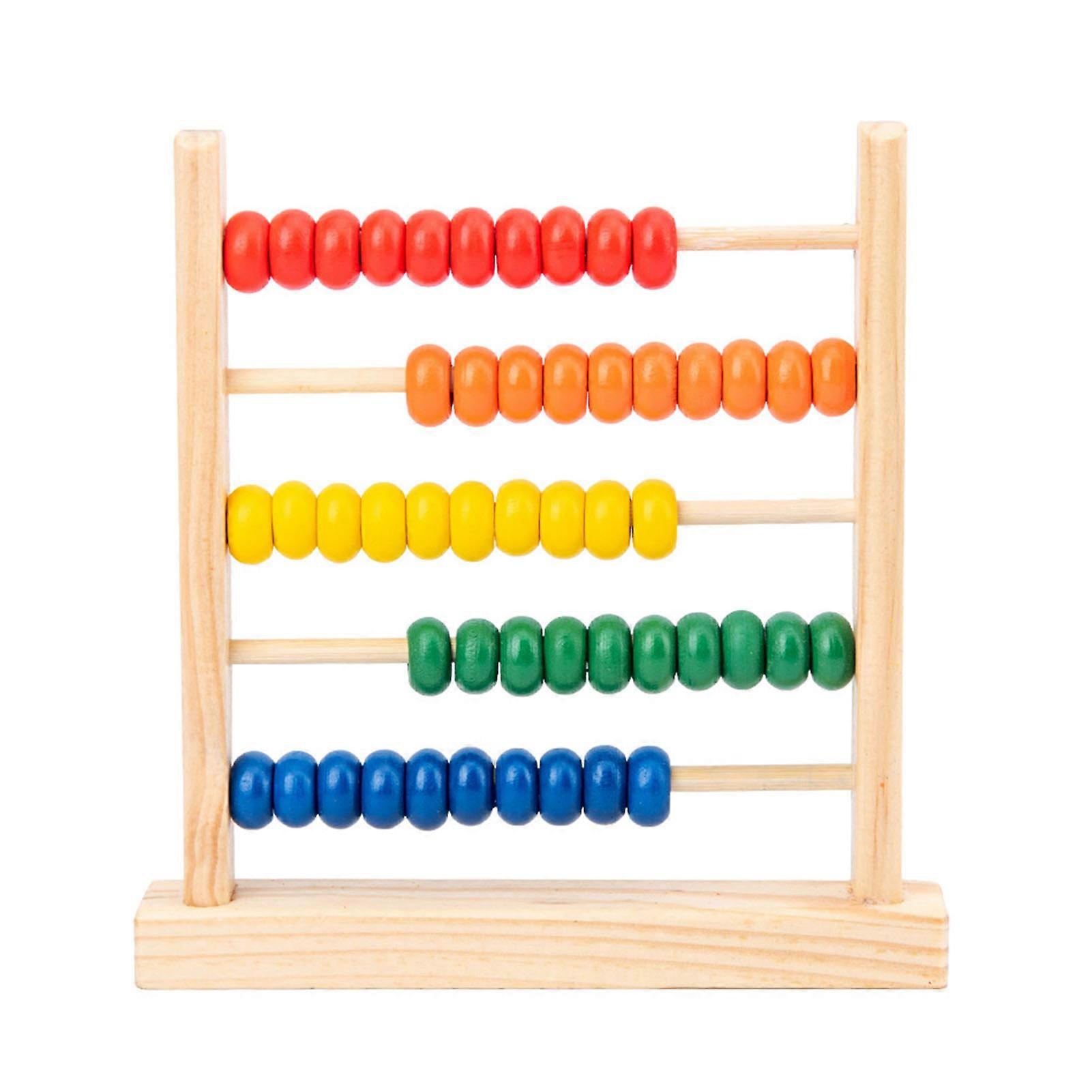 Kids Wooden Abacus Stand 5 Row Bead Counting Toys Educational Addition Subtraction Math Learning Abacus Frame Rack Toddlers Boys Girls Gift