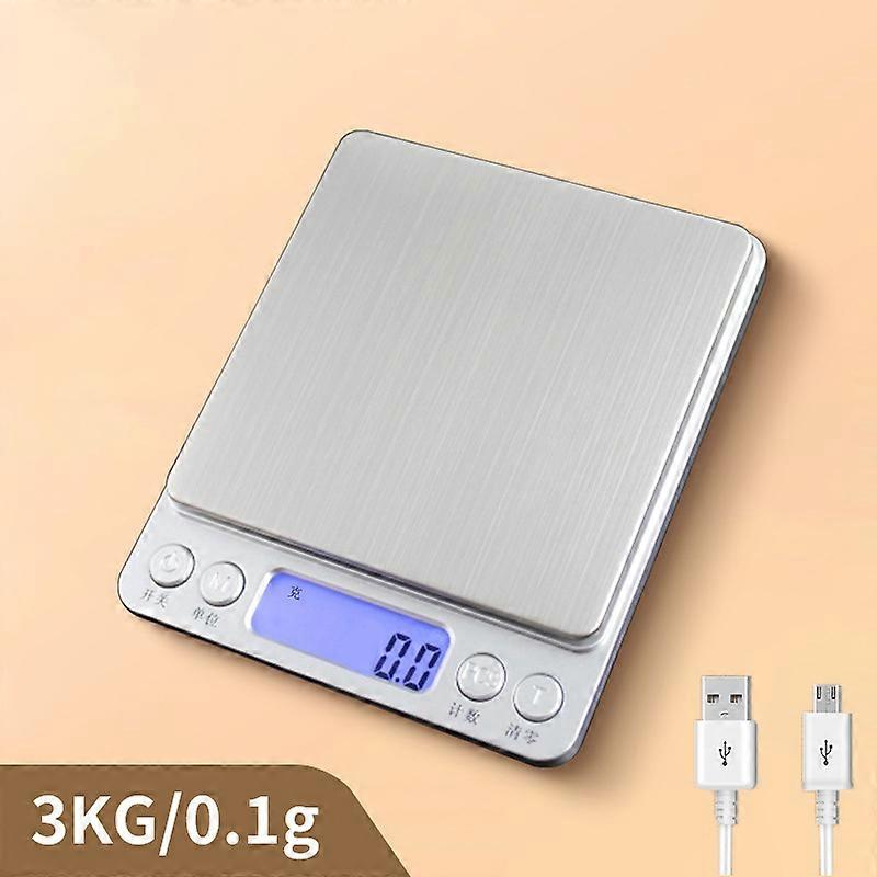 Stainless Steel Electronic Kitchen Scale, 1g Precision Digital Food Scale Backlit LCD Display, Tempered Glass