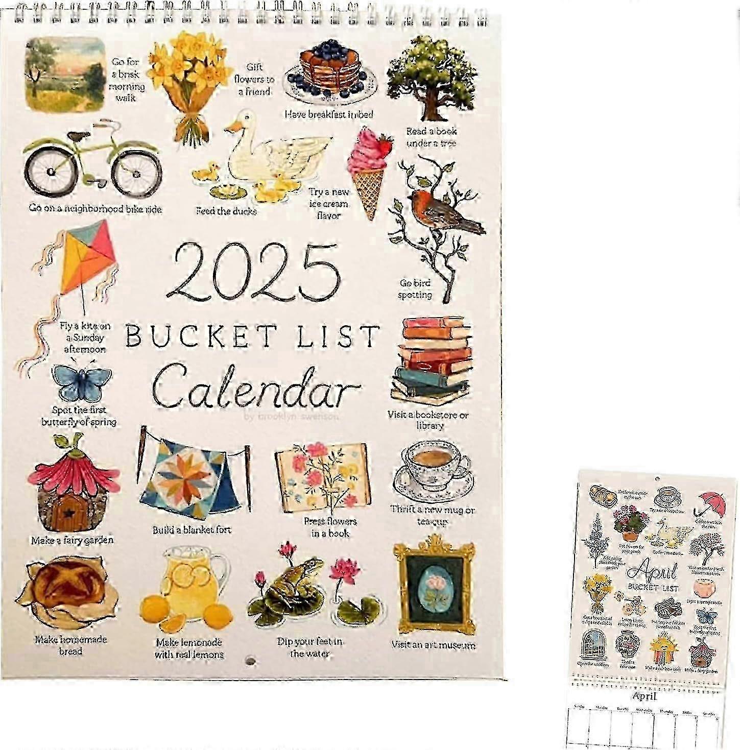2025 Bucket List Calendar, 12 Months Wall Calendar, 2025 Wall Calendar To Do List Notes Calendar, 2025 Calendar For Planning Or Organizing