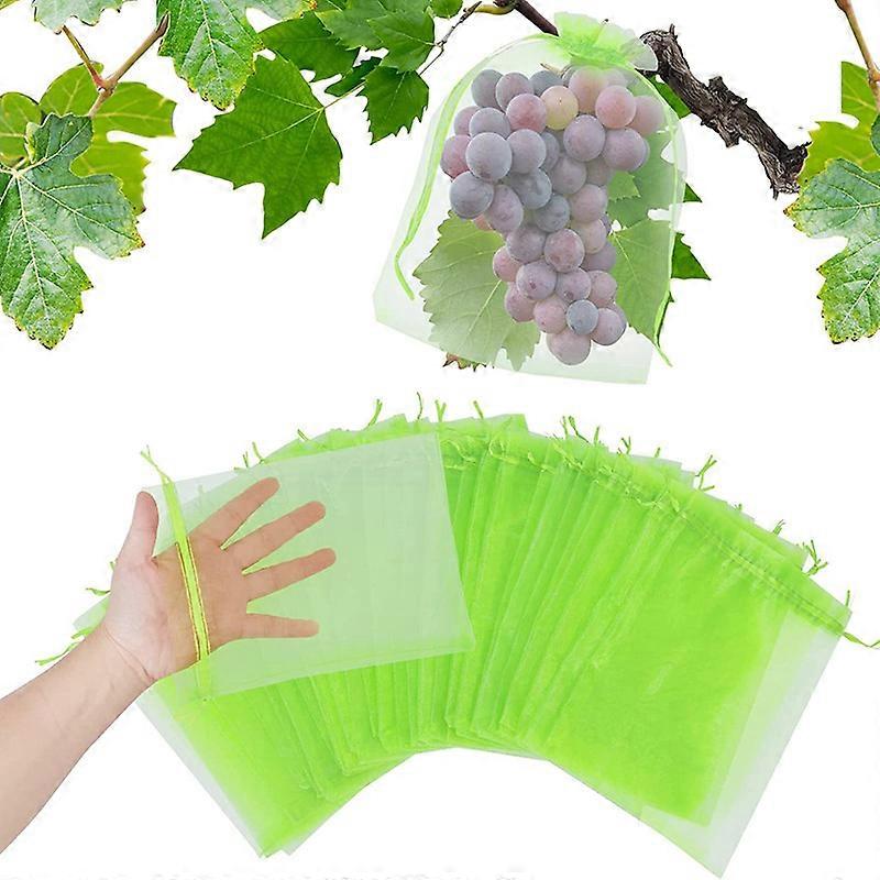 9 Sizes Optional 100PCS Fruit Protection Bags, Reusable Garden Fruit Netting Bags Insect Bird Barrier Netting Mesh Bag Clear Fruit Protection Drawstri