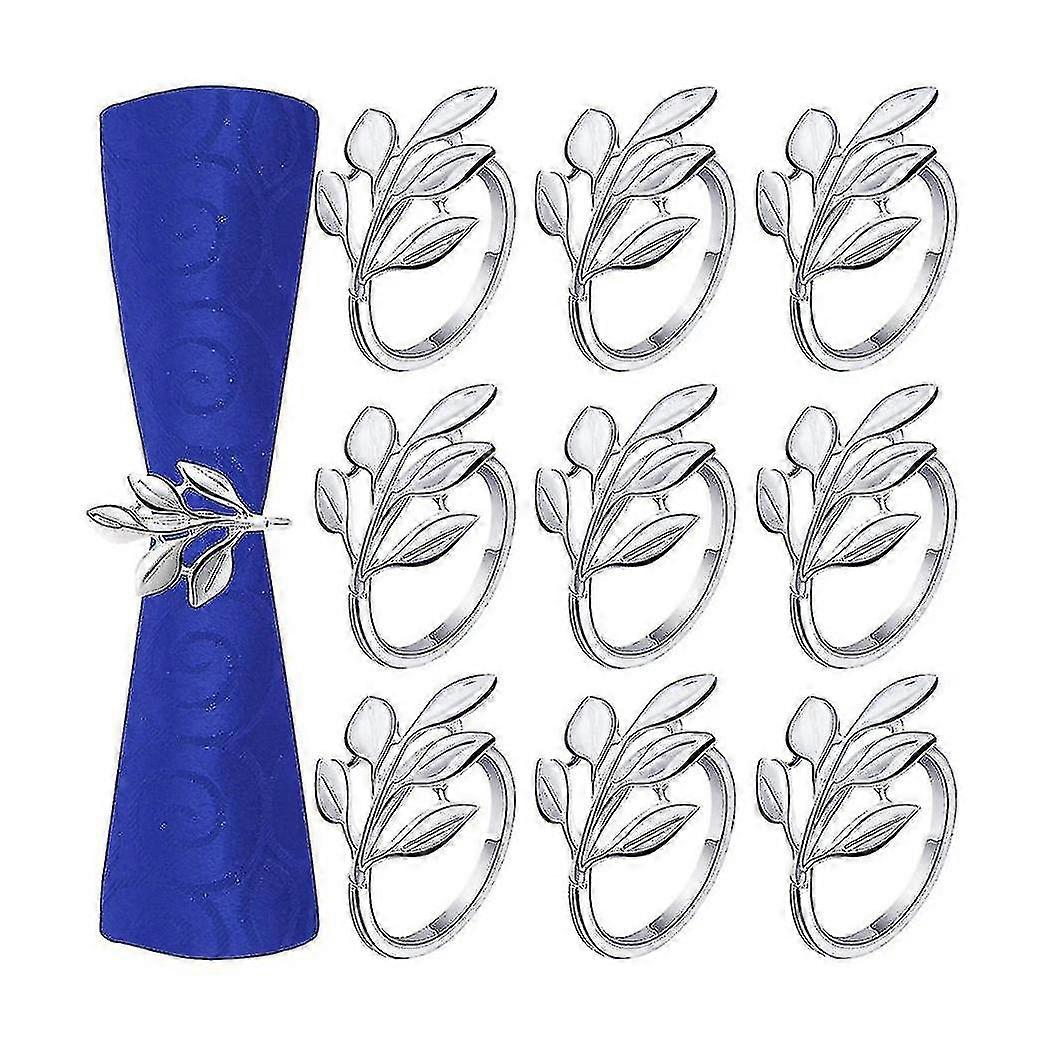 10pcs Feuille Rond De Serviette Ensemble 's Day Rond De Serviette Supports De Mariée Vintage Serviette Parure Table À Manger-YNP