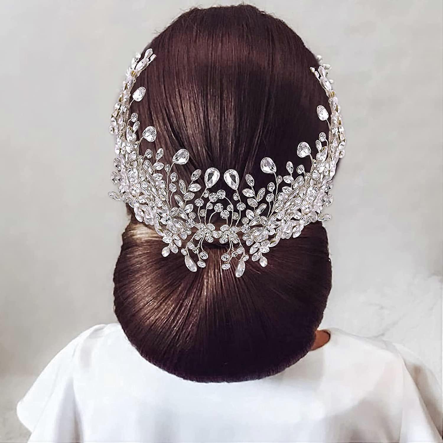 Silberner Strass-Haarkamm Für Braut & Fest – Elegantes Haarschmuck-Set Mit 2 Seitenteilen