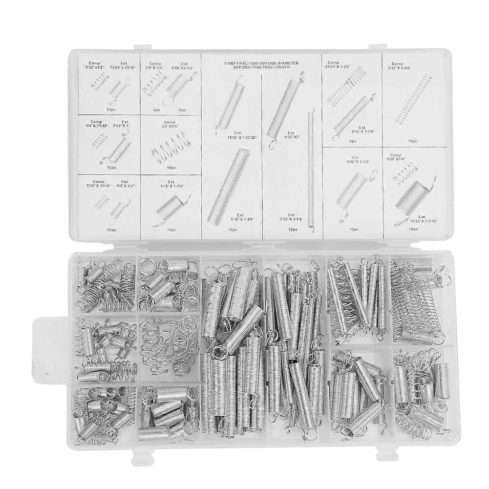 Set of 200 Metal Springs Kit - Extension and Compression Spring Assortment with Box - 20 Sizes