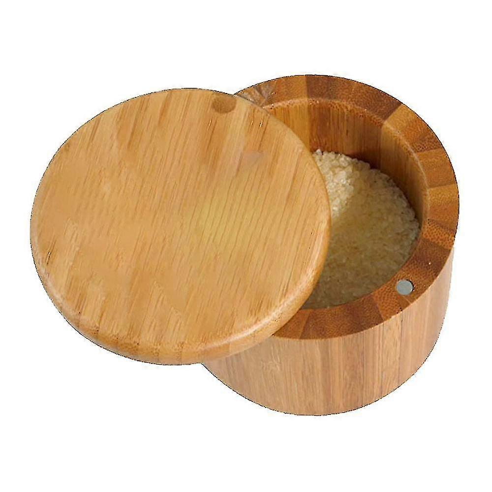 Totally Bamboo Salt Cellar Bamboo Storage Box With Magnetic Swivel Lid,salt Engraved On Lid