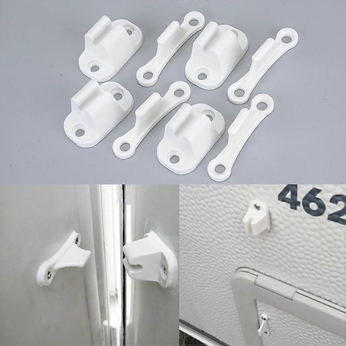 4 Sätze Türhalter Catch Stopper Resile Limiter Schlosshalter T-Form Universal für Wohnwagen Wohnmobil Boot Camper Wohnmobil Weiß Nylon