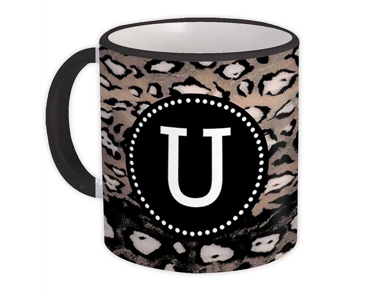 Presentmugg: Monogram Letter U Cheetah