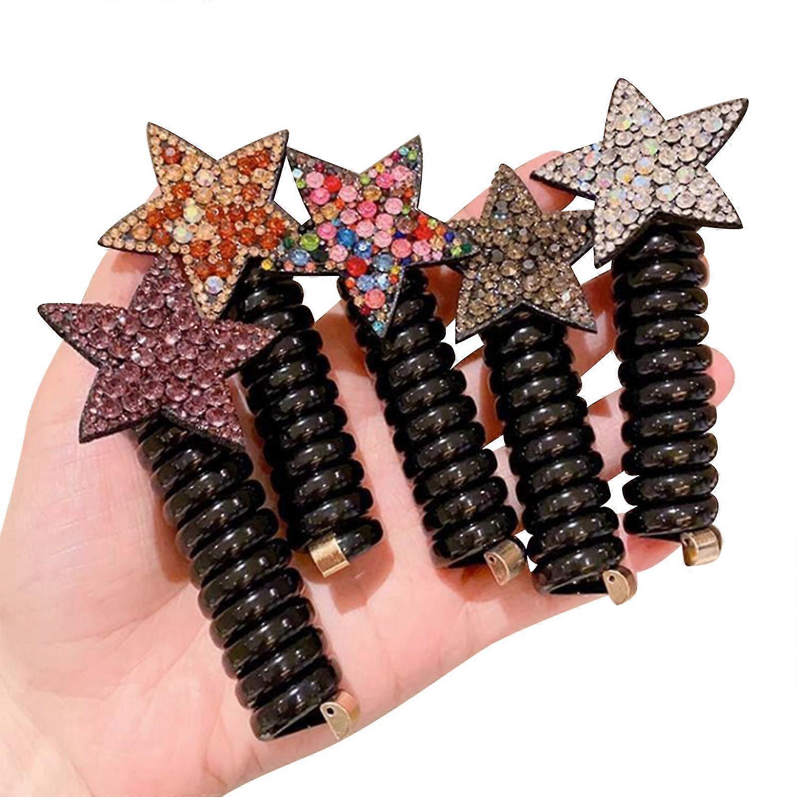 Novas faixas de cabelo coloridas com fios telefônicos, faixas de cabelo coloridas com fios telefônicos para crianças, elásticos de cabelo em espiral