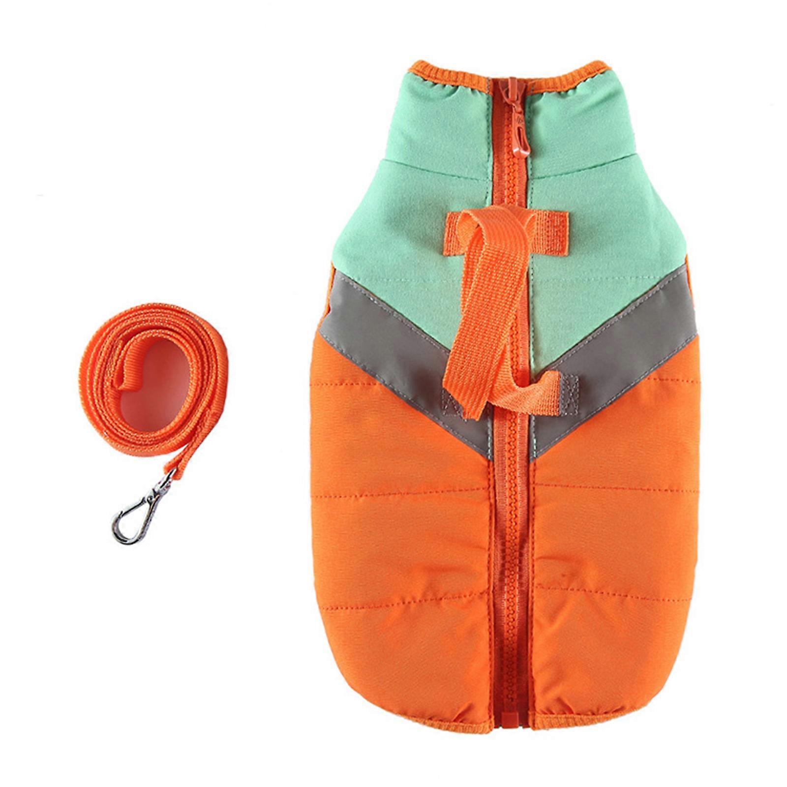 Casaco de Inverno para Cães com Chumbo Recall, Casacos Quentes Ajustáveis, Forrados de Algodão, Design de Reflexão com Zíper e Costas, Laranja, S