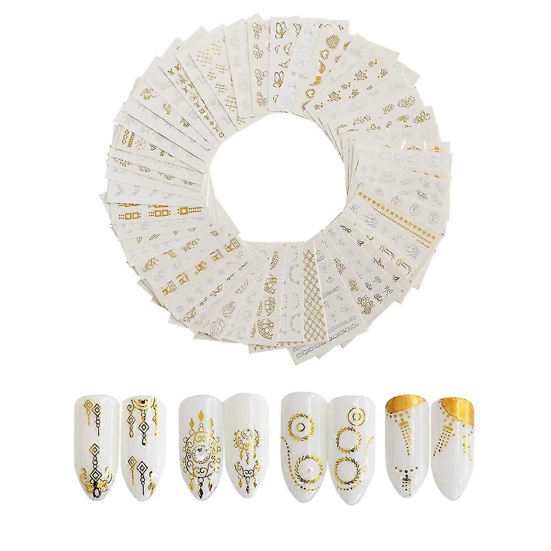 ゴールドネイルアートステッカーネイルアート蝶ネイルアートステッカー水転写ネイルデカールネイルデカールネイルデコレーションネイルサプライ用透かしDIYカラフルなAr