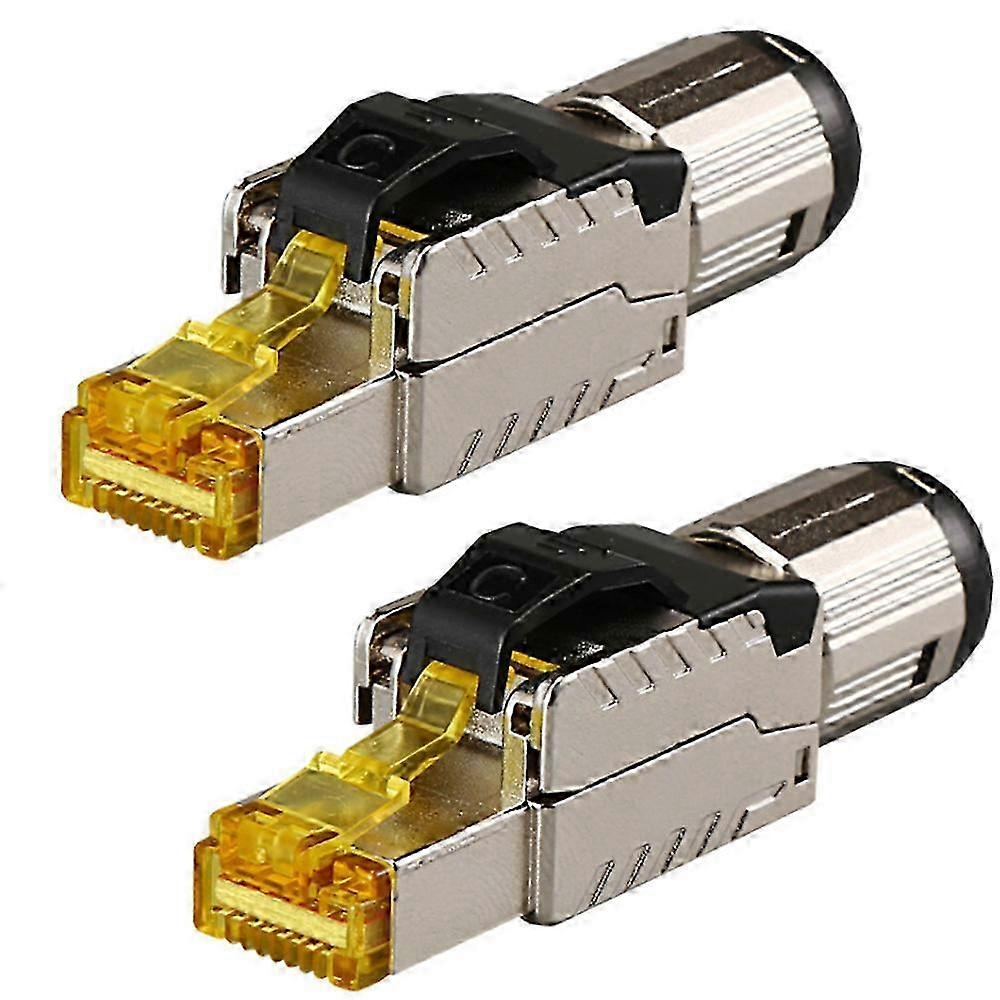2Pcs Cat8 Industrial Ethernet Connector RJ45 Shielded Field Plug Tool Easy Metal Die-Cast Terminati