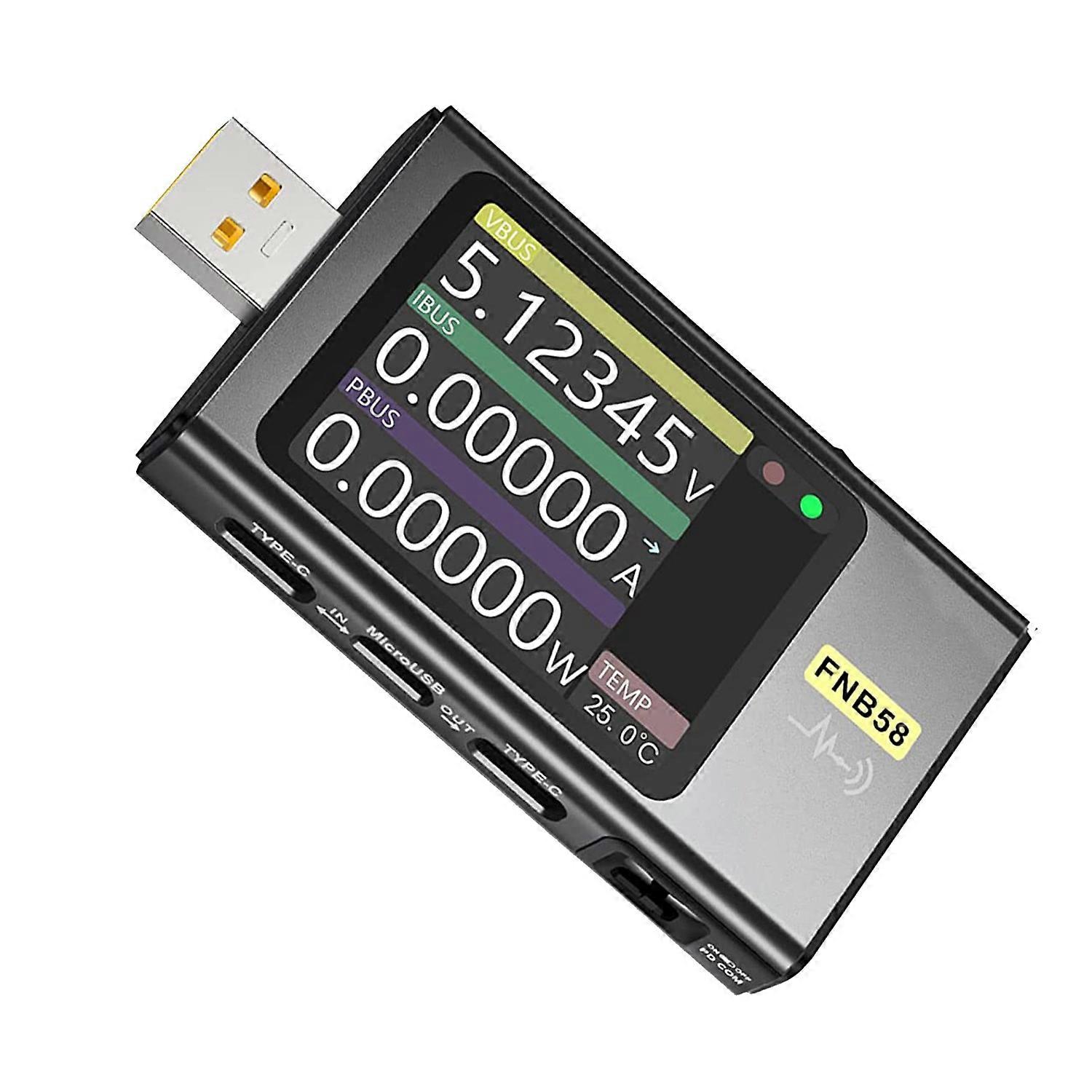 FNB58 USB Tester, Digital Voltmeter Current Tester USB Type-C Fast Charge Protocol Power Trigger De