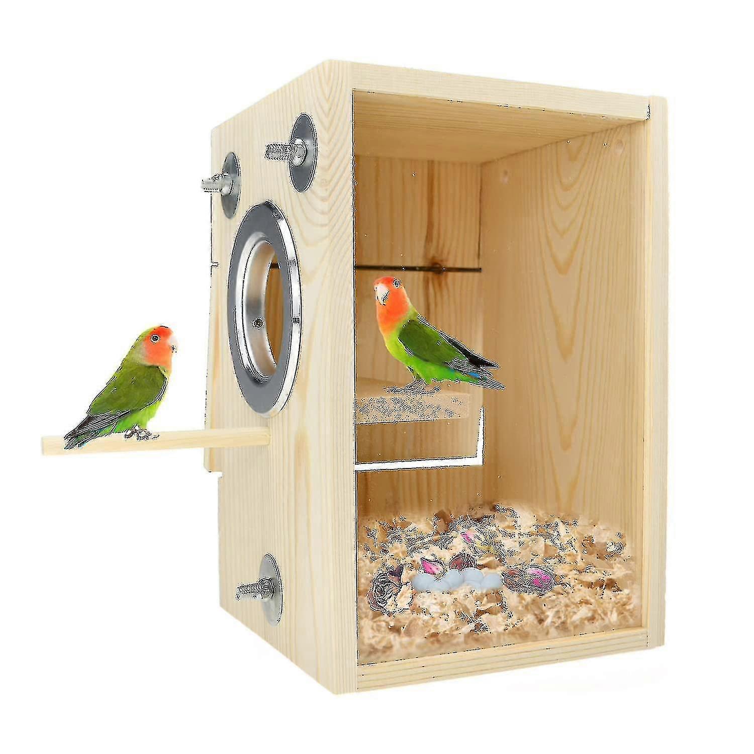 Κουτί φωλιάς πουλιών Parakeet αναπαραγωγή φωλιά κουτί φωλιάς πουλιών σπίτι ξύλινο ακρυλικό διαφανές κουτί αναπαραγωγής για finch lovebirds Cockatiel Budgie Conure παπαγάλος