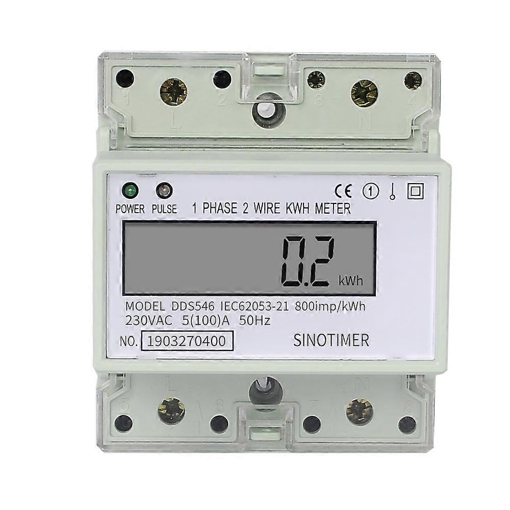 Electric Single Phase Two Wire AC 220V 100A Energy Meter kWh Counter Consumption Analog Electricity Wattmeter Household Din Rail