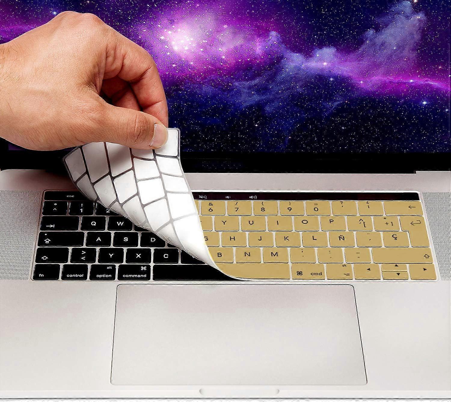 Gold - MyGadget Keyboard Protector for Apple MacBook Pro 13" and 15" Touch Bar - Flexible silicone key protector - ultra-thin pad.