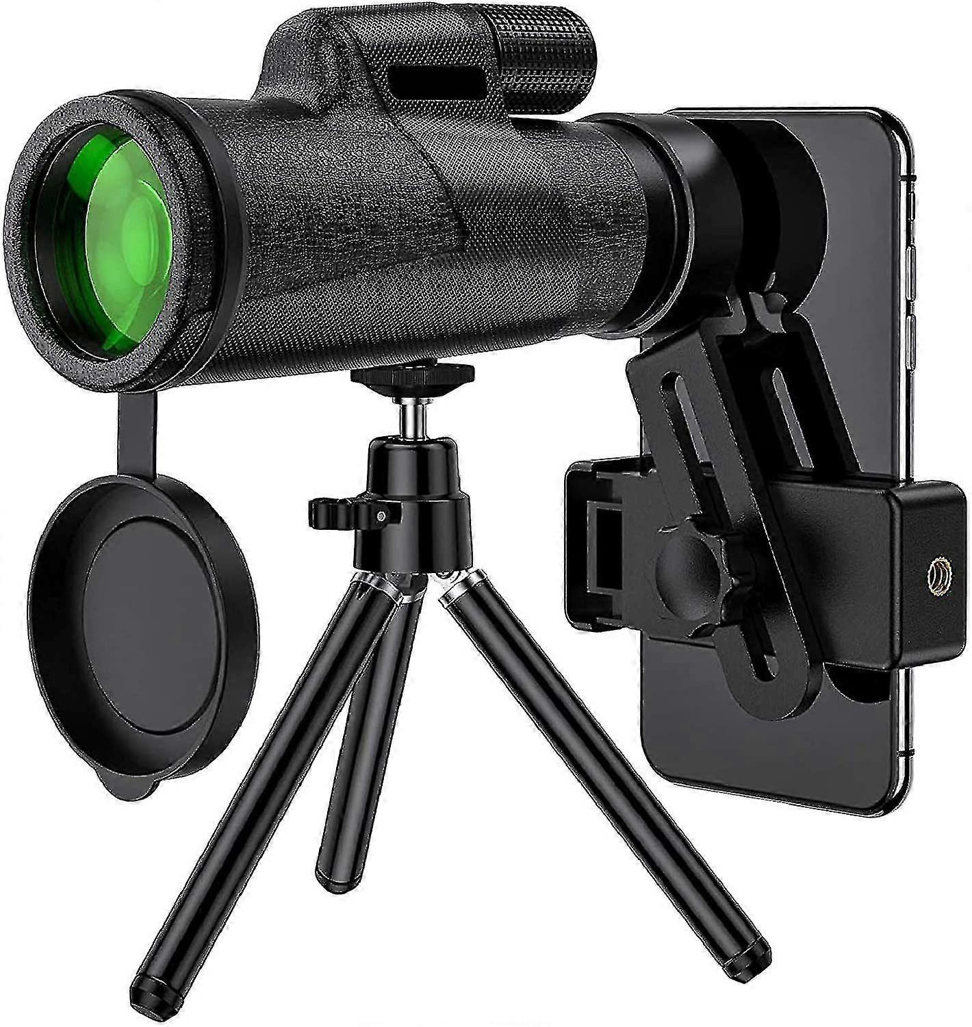 12x50 High Definition Monocular Telescope, Bak4 Prism Fmc Lens Waterproof Monocular With Smartphone Holder And Tripod,black