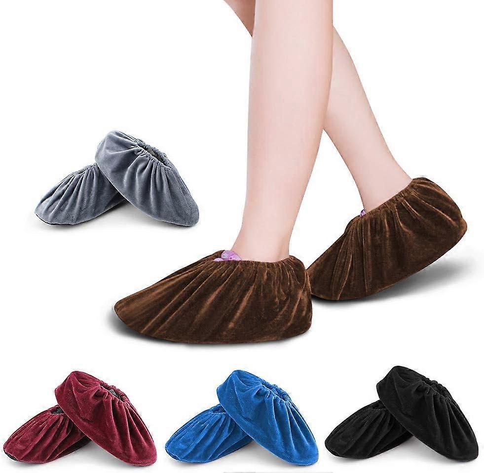 5 Pairs Flannel Shoe Covers Anti-Slip Shoe Covers for Laboratory Computer Rooms and Daily Use Reusable Indoor Elastic Boot Covers 5 Colors